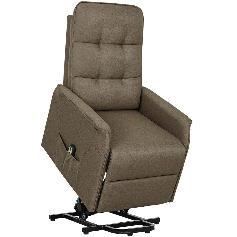 HOMCOM Power Lift Recliner Armchair with Wingback, Button Tufted, Brown