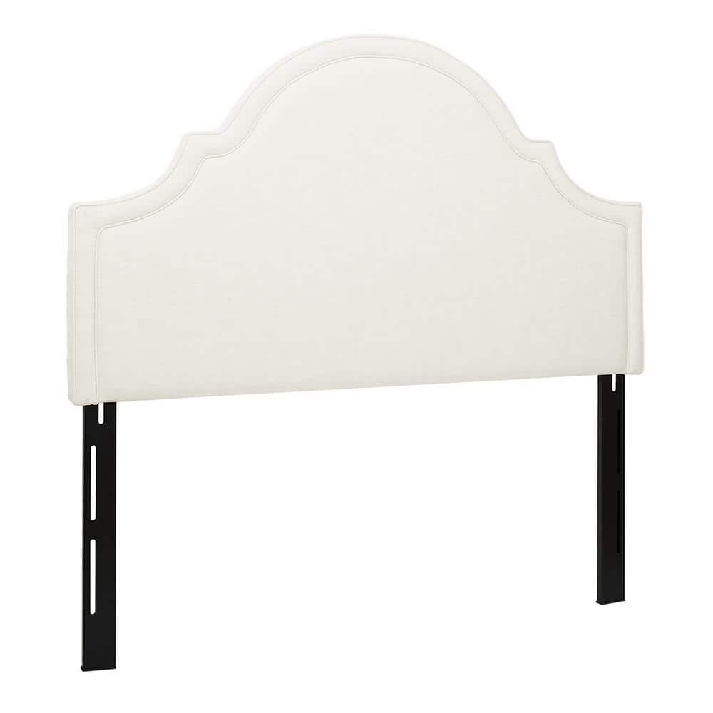 Antique White Upholstered Queen Headboard with Birch Frame