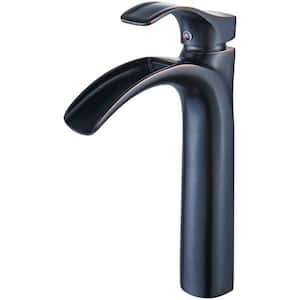 Tall Bathroom Vessel Sink Faucet Waterfall 12 in. Solid Brass, Oil Rubbed Bronze-Bath Accessory Set
