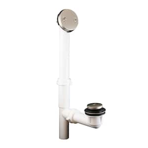 Toe Touch 1-1/2 in. Heavy Walled PVC Tubular 2-Hole Bath Waste and Overflow Tub Drain Full Kit in Polished Nickel