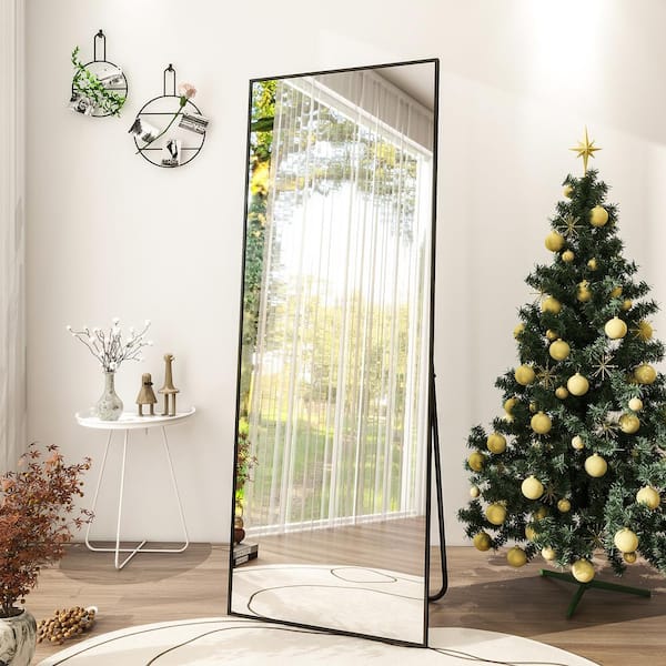 23.6 in. W x 65 in. H Rectangle Framed Black LED Full Length Mirror with Lights Large Floor Mirror Stand Up Dress Mirror