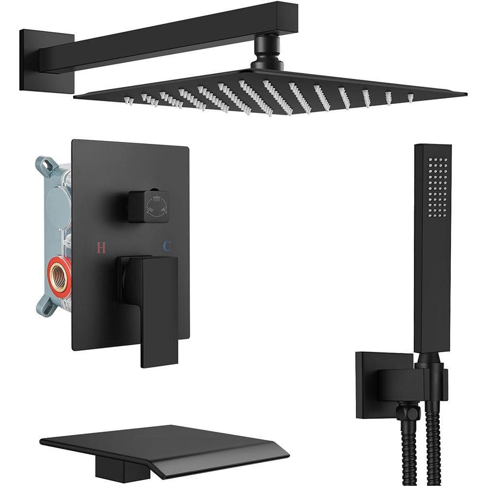 3-Spray 10 in. Dual Shower Head and Handheld Shower Head Wall Mounted in Matte Black price history on PriceWatchPro