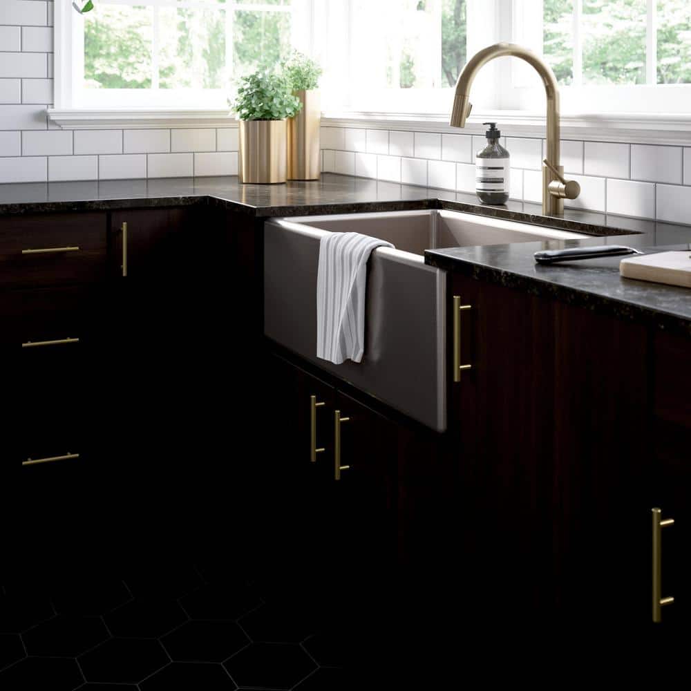 Satin Gold Modern Bar Cabinet Drawer Pull Handle Set