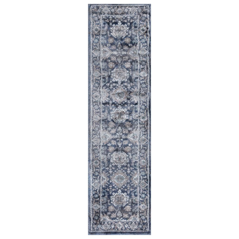 Home Decorators Collection Dahliya Blue 2 ft. x 7 ft. Runner Rug 82662 ...