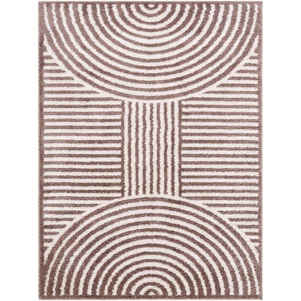 Livabliss Fossay Shag Brown 7 ft. x 9 ft. Modern Indoor Area Rug