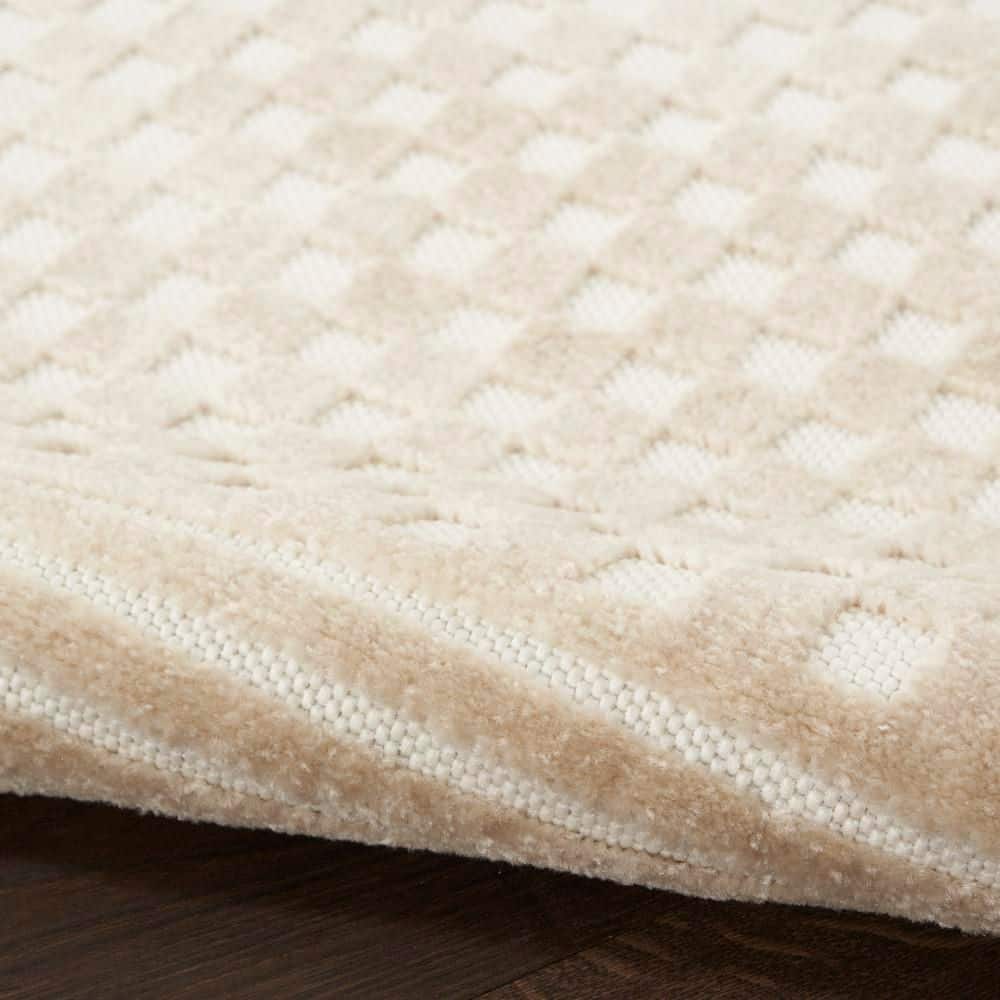 Beige Geometric 8' x 10' Synthetic Area Rug