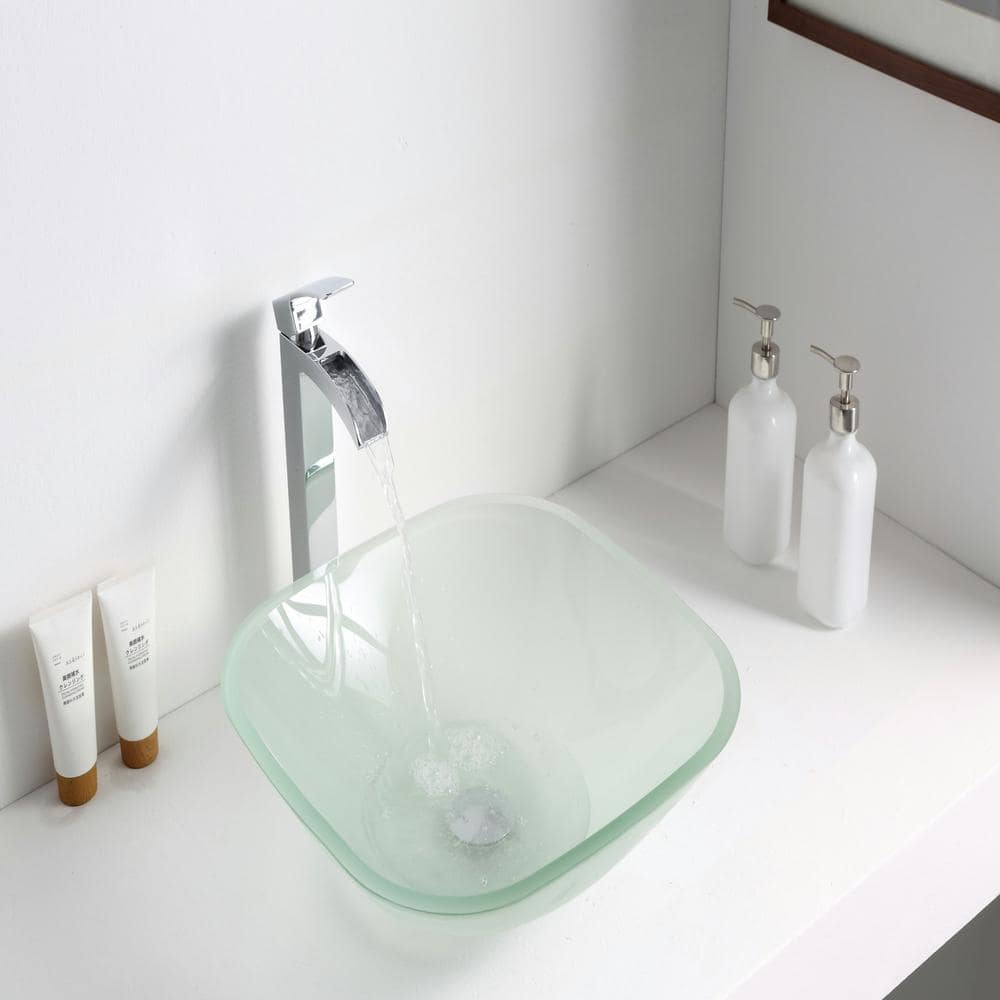Frosted Glass Square Above-Counter Vessel Sink