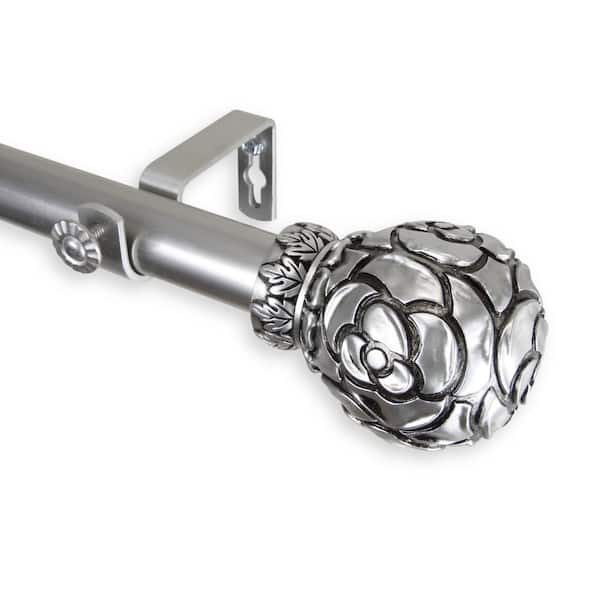Rod Desyne Rosy 28 in. - 48 in. Adjustable 1 in. Dia Single Curtain Rod in Satin Nickel
