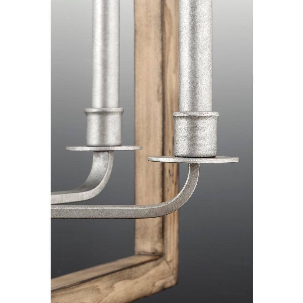 Turnbury Galvanized Steel and Wood 6-Light Chandelier
