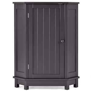 18 in. W x 18 in. D x 31 in. H Black Brown Wood Linen Cabinet With Adjustable Shelves