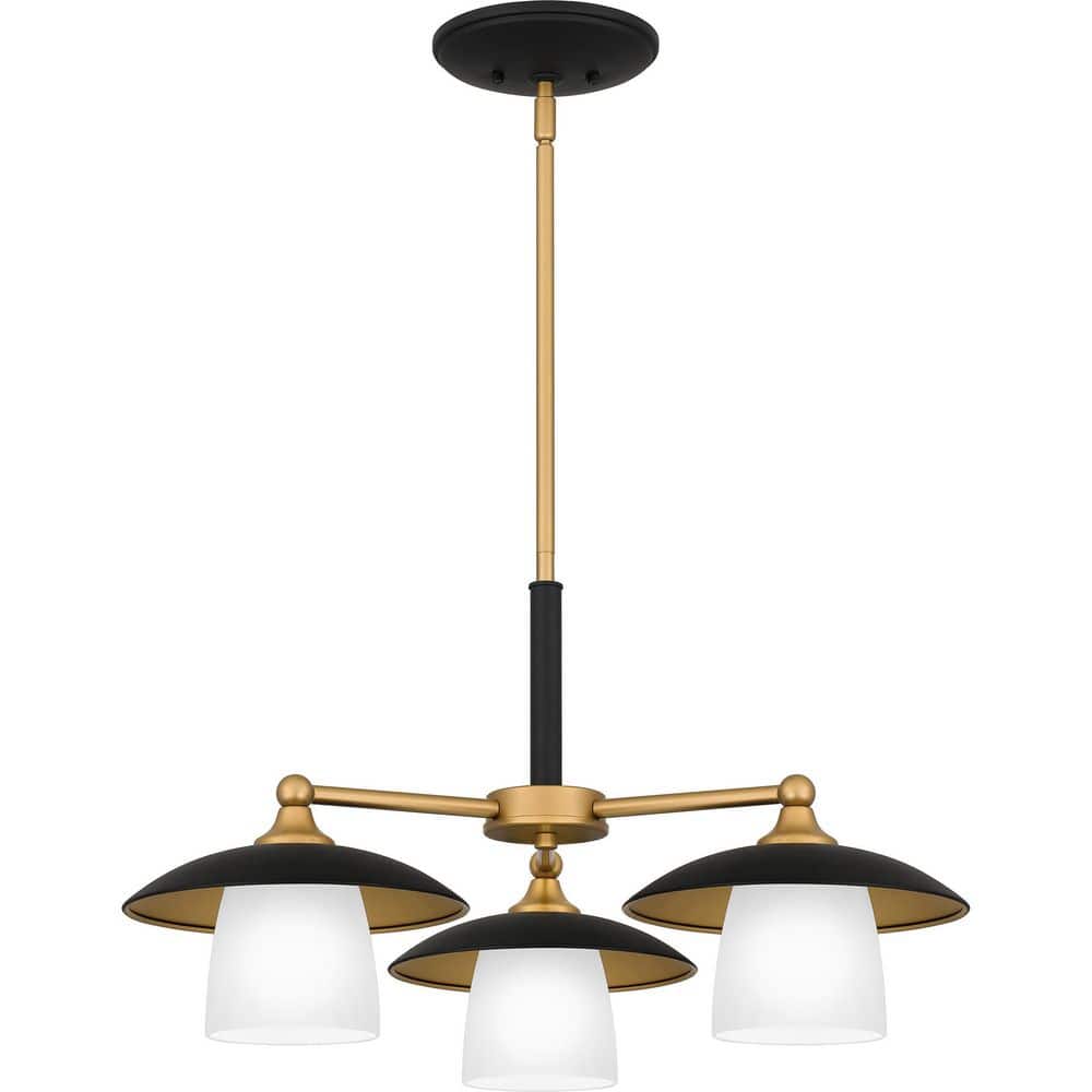 Fayette 3-Light Earth Black Chandelier with Etched Glass Glass Shade price history on PriceWatchPro