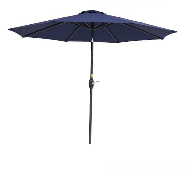 Inner Decor Seymo 9 ft. Steel Market Tilt Patio Umbrella in Navy Blue Without Base