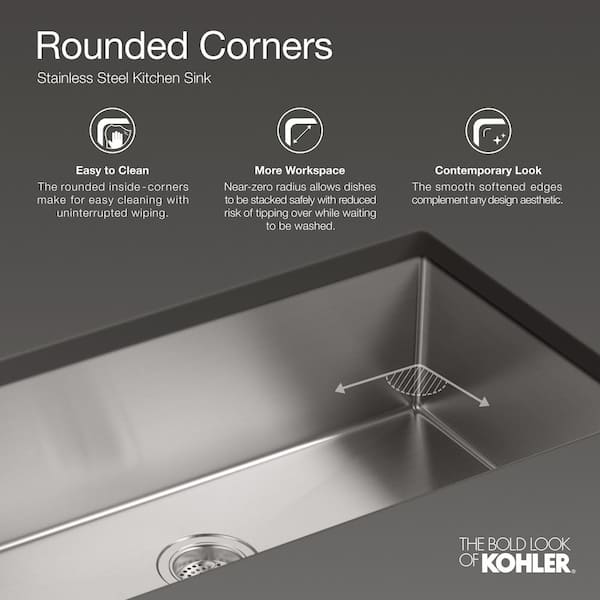 KOHLER Strive Stainless Steel 24 in. Single Bowl Undermount Kitchen Sink