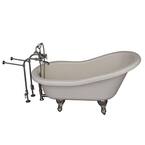 5 ft. Acrylic Ball and Claw Feet Slipper Tub in Bisque with Brushed Nickel Accessories