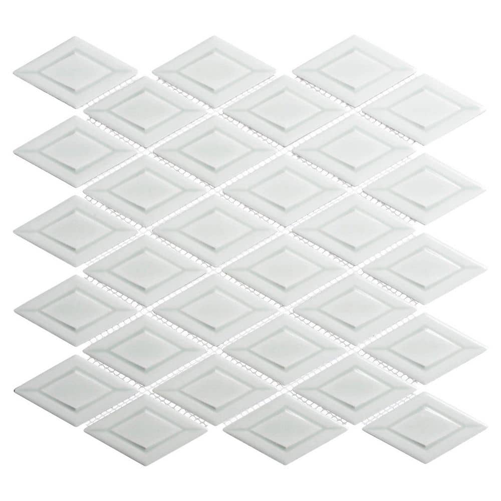 Venecia Padua Grey 1 in. x 3 in. 3D Framed Diamond Glossy Porcelain Wall Mo