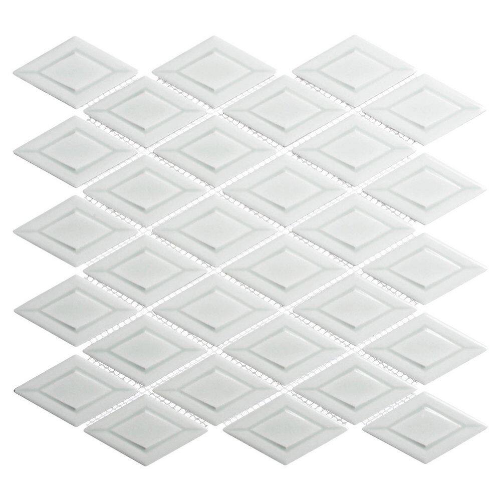 Venecia Padua Grey 1 in. x 3 in. 3D Framed Diamond Glossy Porcelain Wall Mo