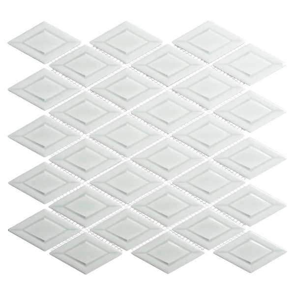 ANDOVA Venecia Padua Grey 1 in. x 3 in. 3D Framed Diamond Glossy Porcelain Wall Mosaic Tile Sample