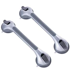 16.8 in. Concealed Screw Suction Grab Bars for Bathtubs and Showers for Elderly Removable in Silver (2-Pack)