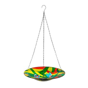 Dragonflies 14 in. Glass Hanging Birdbath