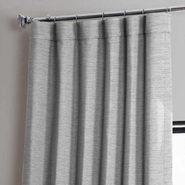 Vista Grey Textured Bellino Room Darkening Curtains-50 in. W x 108 in.L Rod pocket with Back Tabs Single Window Panel