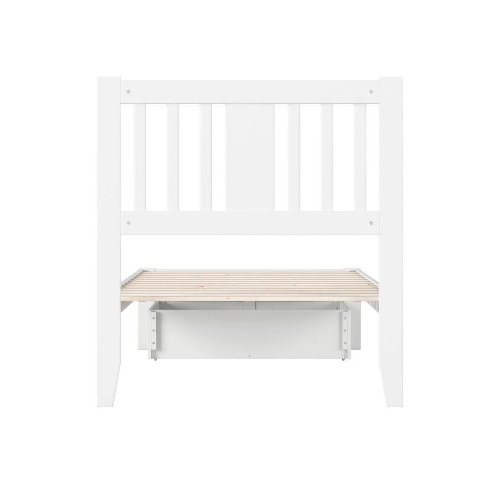 Tahoe Twin Mission White Wood Bed with Storage Drawer & USB Charger