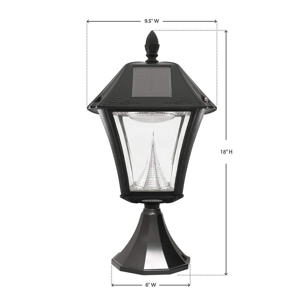 Black Solar Powered LED Dusk to Dawn Lantern Post