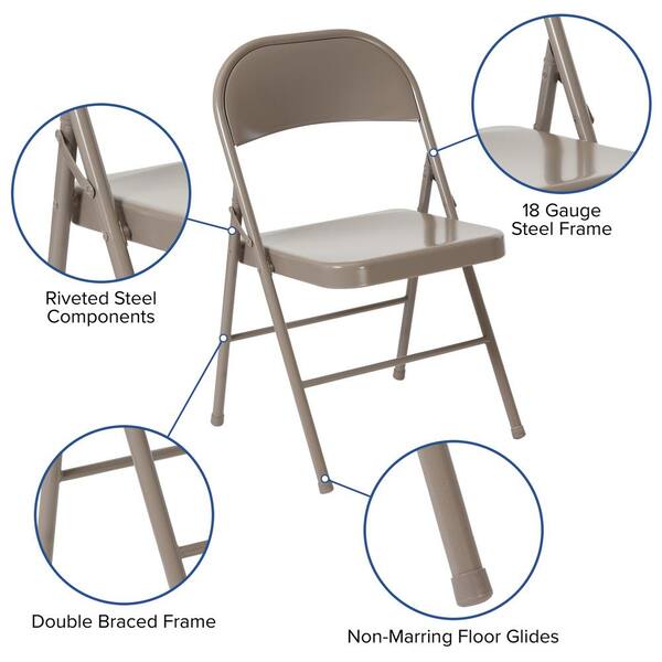Carnegy Avenue Gray Metal Folding Chair (4-Pack) CGA-BD-228593-GR