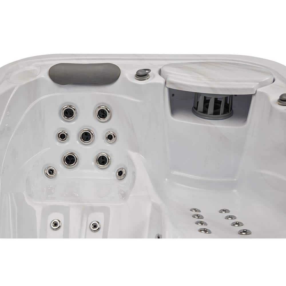 Gray Acrylic 3-Person Rectangular Hot Tub with LED Lighting