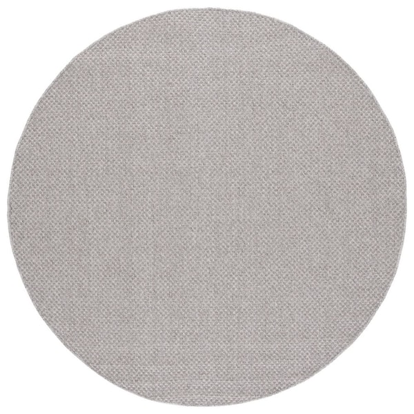 Sisal All-Weather Light Gray 7 ft. x 7 ft. Solid Woven Geometric Round Indoor/Outdoor Area Rug