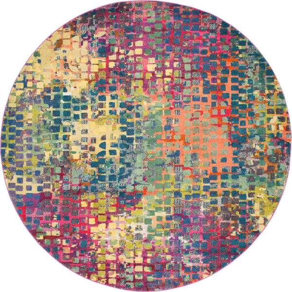 Unique Loom Chromatic Stormy Multi 8 ft. x 8 ft. Area Rug 3142239 The