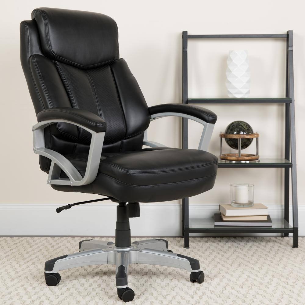 Faux Leather Swivel Office Chair in Black