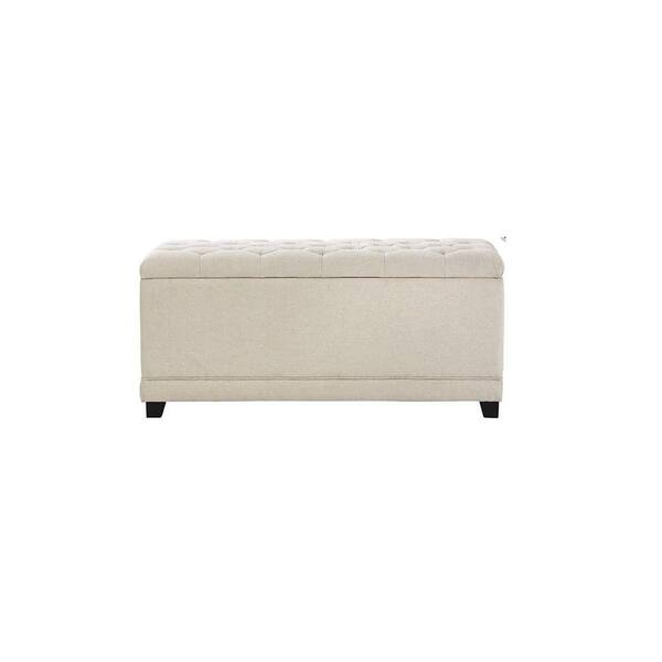 Home Decorators Collection Chambers 42 in. W Solid Rectangular Storage Shoe Bench in Ivory