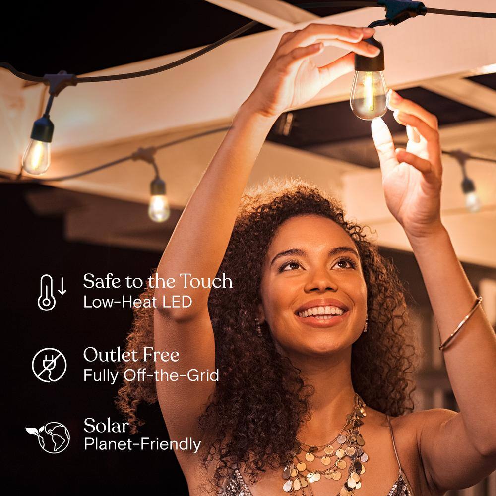 48 ft Warm White Solar Powered Outdoor LED String Lights