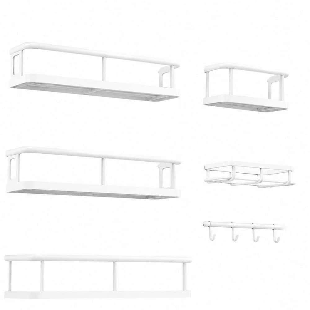 6-Piece Adhesive Shower Caddy Set with Soap Holder, Rustproof Large Capacity Shelves for Inside Shower, White price history on PriceWatchPro