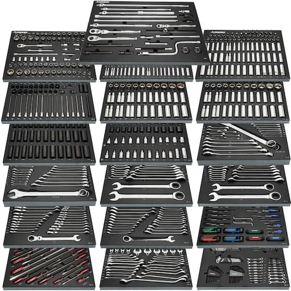 1/4 in., 3/8 in., and 1/2 in. Drive Master Mechanics Tool Set with Impact Sockets and Foam Storage Trays (1,025-Piece)