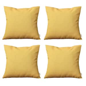 Boho-Chic Handcrafted Jacquard Yellow 18 in. x 18 in. Square Solid Throw Pillow Cover Set of 4