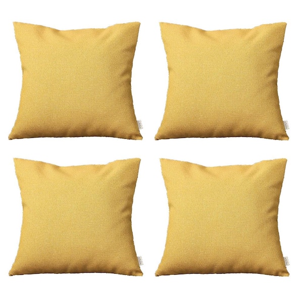 MIKE & Co. NEW YORK Boho-Chic Handcrafted Jacquard Yellow 18 in. x 18 in. Square Solid Throw Pillow Cover Set of 4