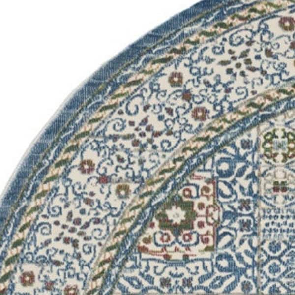6 ft. Round White Oriental Washable Area Rug