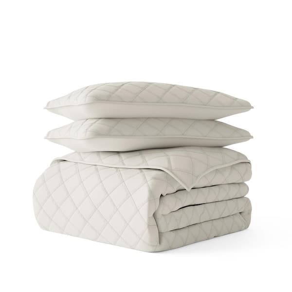 Becky Cameron All Season 3-Pcs Diamond Stitch Microfiber Quilt Set with Shams