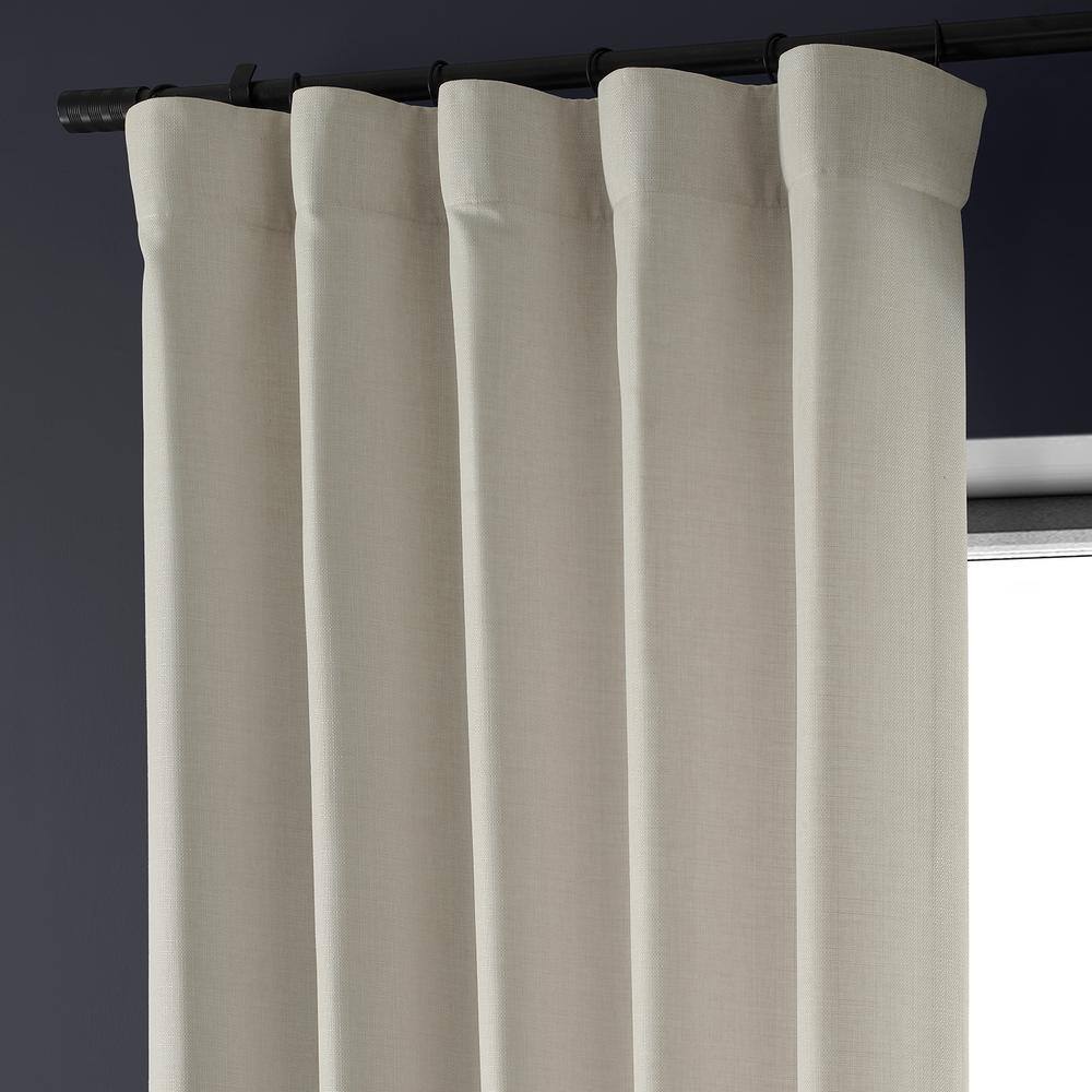 Parchment Cream Faux Linen Room Darkening Curtains 50" x 108"