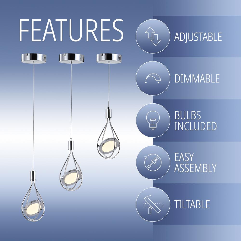 Orion 5.5" Polished Chrome Adjustable Modern LED Pendant