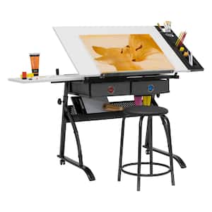 Costway Sewing Craft Table Computer Desk with Adjustable Platform Folding  Side Shelf HW56706 - The Home Depot