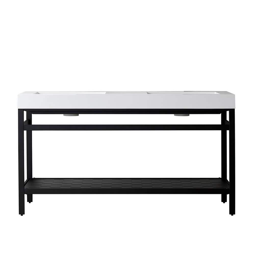 Ablitas 60 in. W x 20 in. D x 34 in. H Bath Vanity in Matte Black with White Composite Stone Top price history on PriceWatchPro