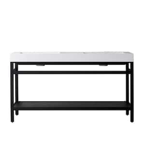 Ablitas 60 in. W x 20 in. D x 34 in. H Bath Vanity in Matte Black with White Composite Stone Top