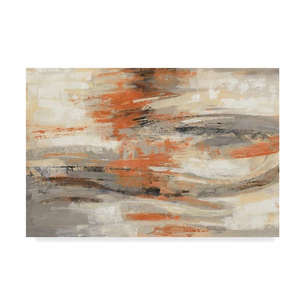 Trademark Fine Art 16 in. x 24 in. Golden Dust Crop Orange by Silvia Vassileva Floater Frame Abstract Wall Art