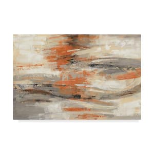 22 in. x 32 in. Golden Dust Crop Orange by Silvia Vassileva Floater Frame Abstract Wall Art