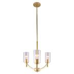 Devora 3-Light Antique Gold and Clear Glass Chandelier