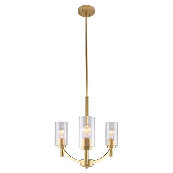 Eglo Devora 3-Light Antique Gold and Clear Glass Chandelier