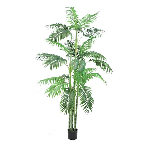 Unbranded The Mod Greenhouse 72" Artificial Golden Palm Tree in Black Matte Planter's Pot