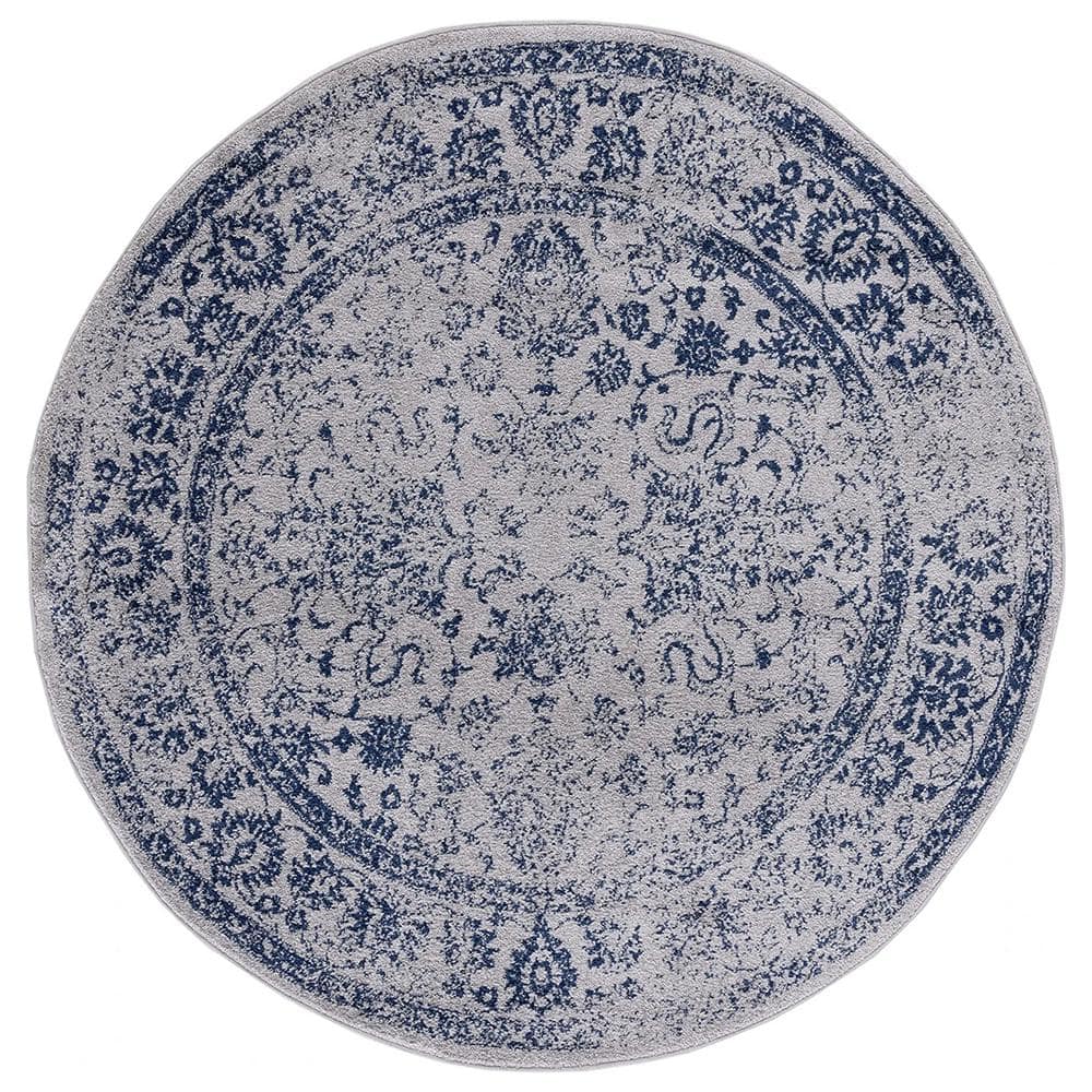 Purple Polypropylene 6 ft. x 6 ft. Oriental Indoor Round Area Rug